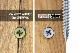 Wkręty Woodpicker™ z łbem stożkowym do konstrukcji drewnianych, gwint pełny